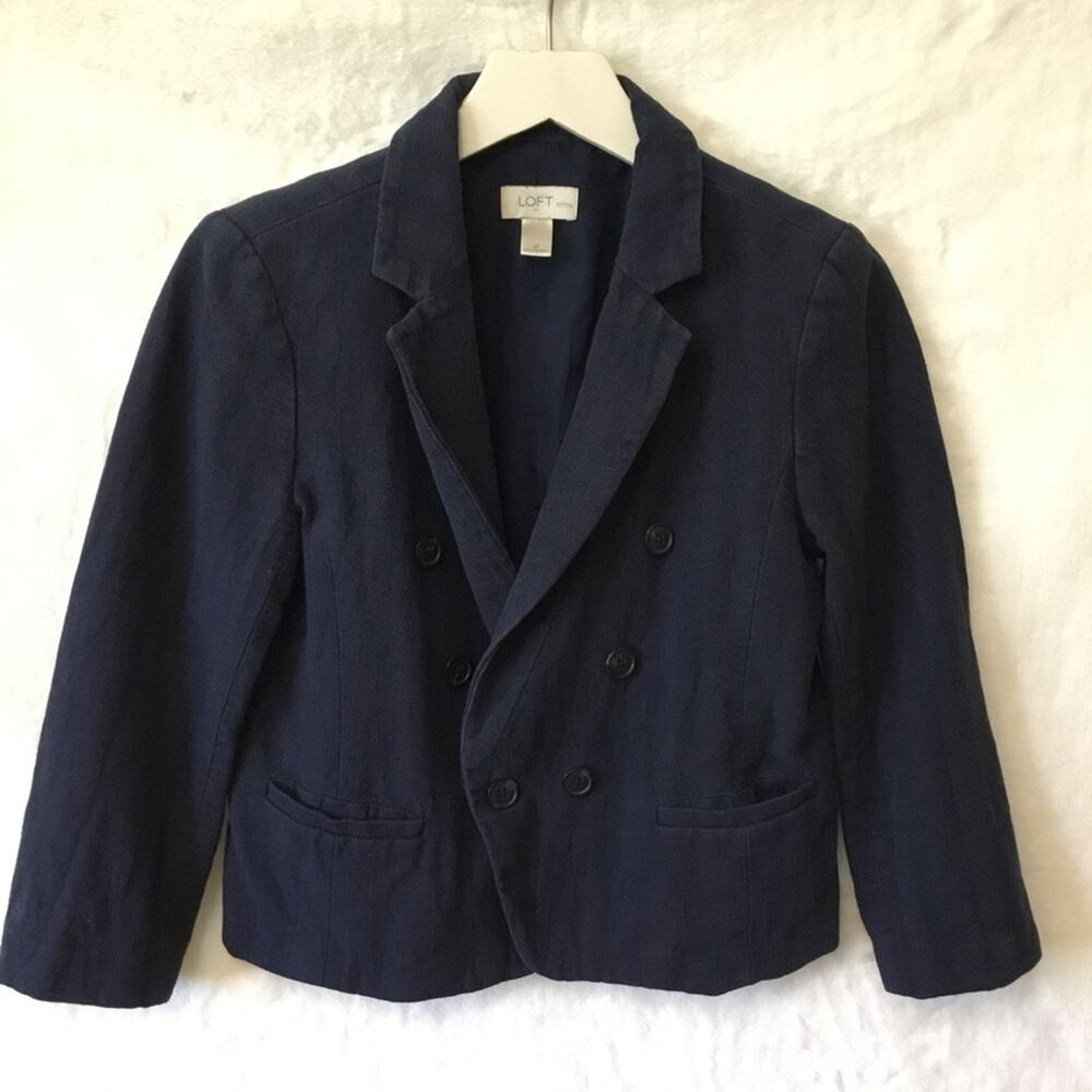 Loft Navy Cropped Lined Blazer